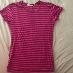 Short sleeve pink striped tee shirt